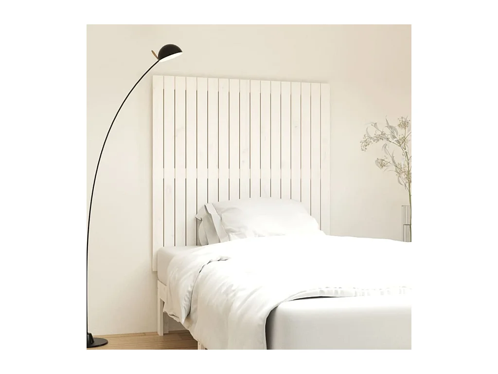 Cabecero de Cama | Cabezal de cama | Mueble de cabecero de pared madera maciza pino blanco 108x3x110cm