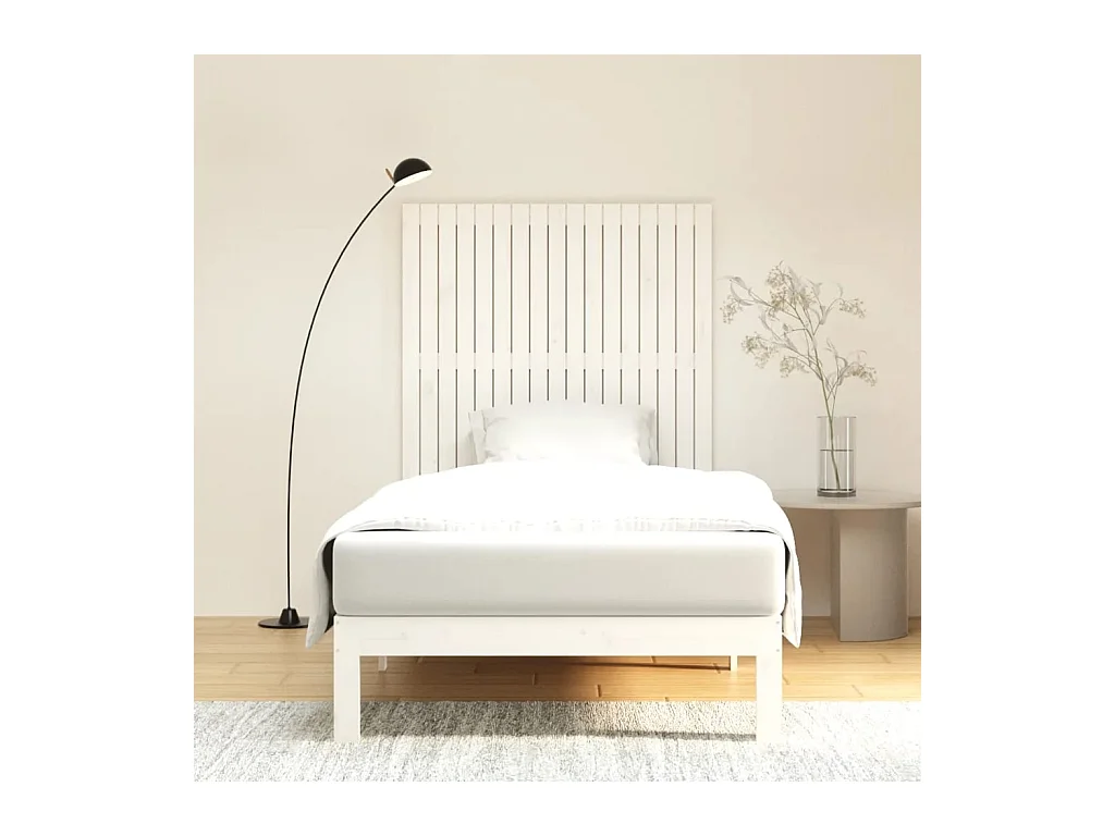 Cabecero de Cama | Cabezal de cama | Mueble de cabecero de pared madera maciza pino blanco 108x3x110cm