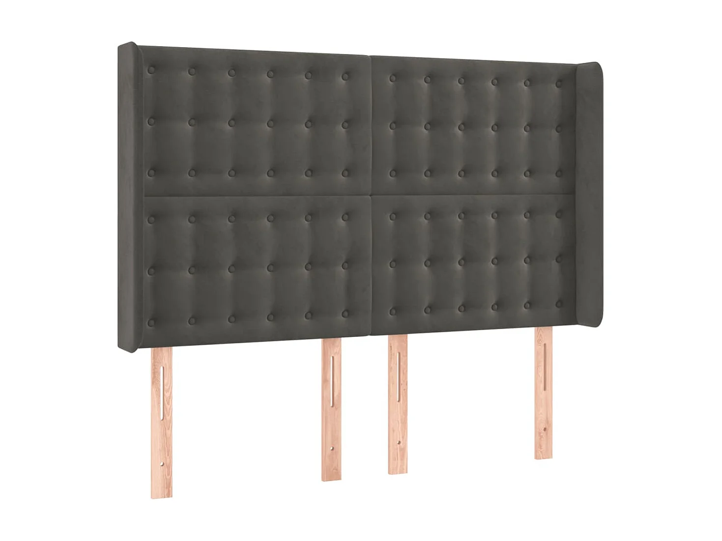 Tête de Lit | Panneau de tête pour lit Moderne avec oreilles Gris foncé 147x16x118/128 cm Velours