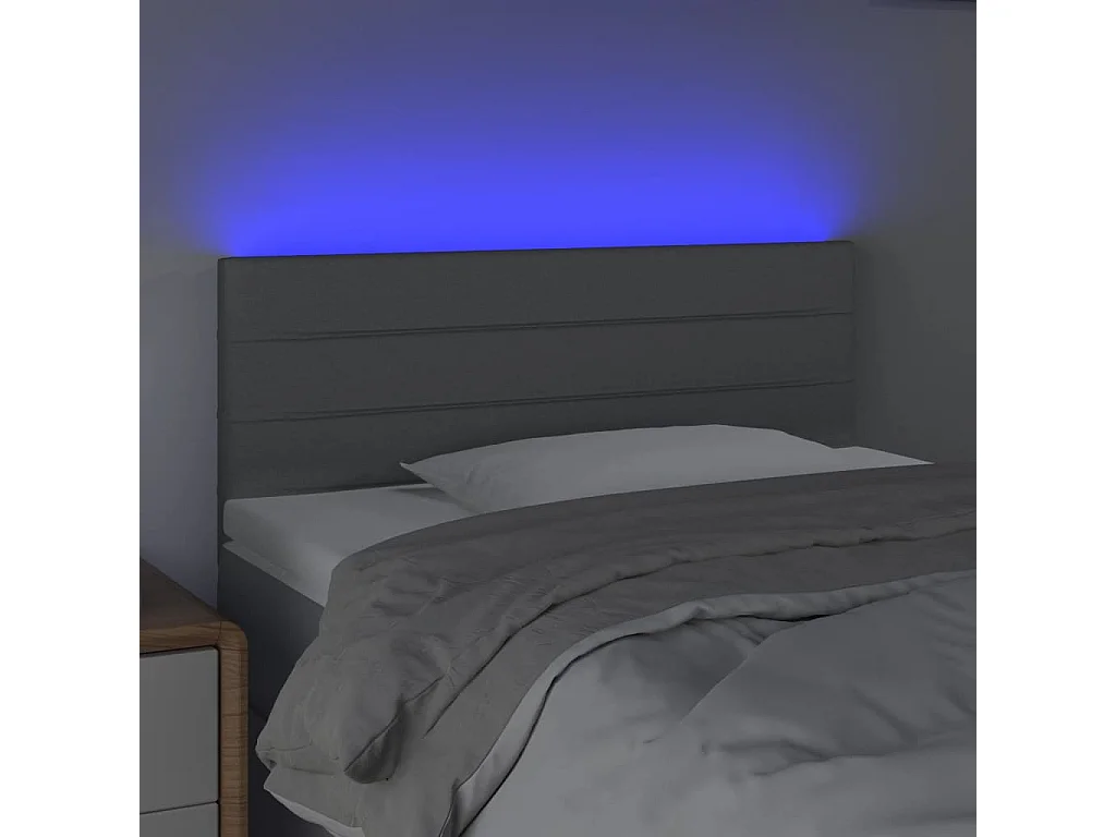 Cabecero | Cabezal de Cama | Mueble cabecero con luces LED de tela gris claro 80x5x78/88 cm