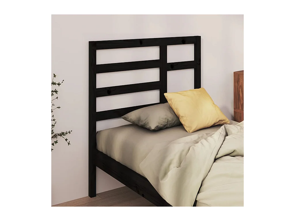 Cabecero de Cama | Cabezal de cama | Mueble de cabecero madera maciza de pino negro 96x4x104 cm