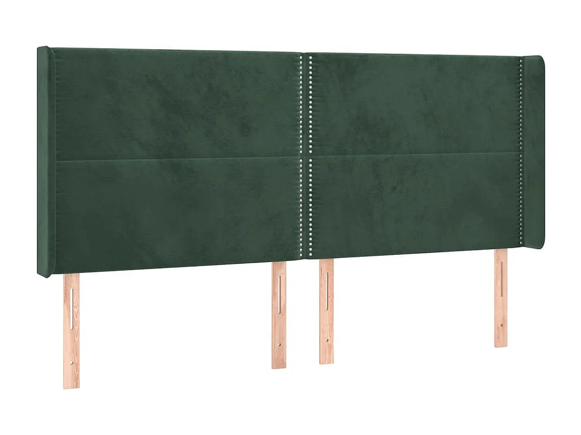 Tête de Lit | Panneau de tête pour lit Moderne à LED Vert foncé 183x16x118/128 cm Velours