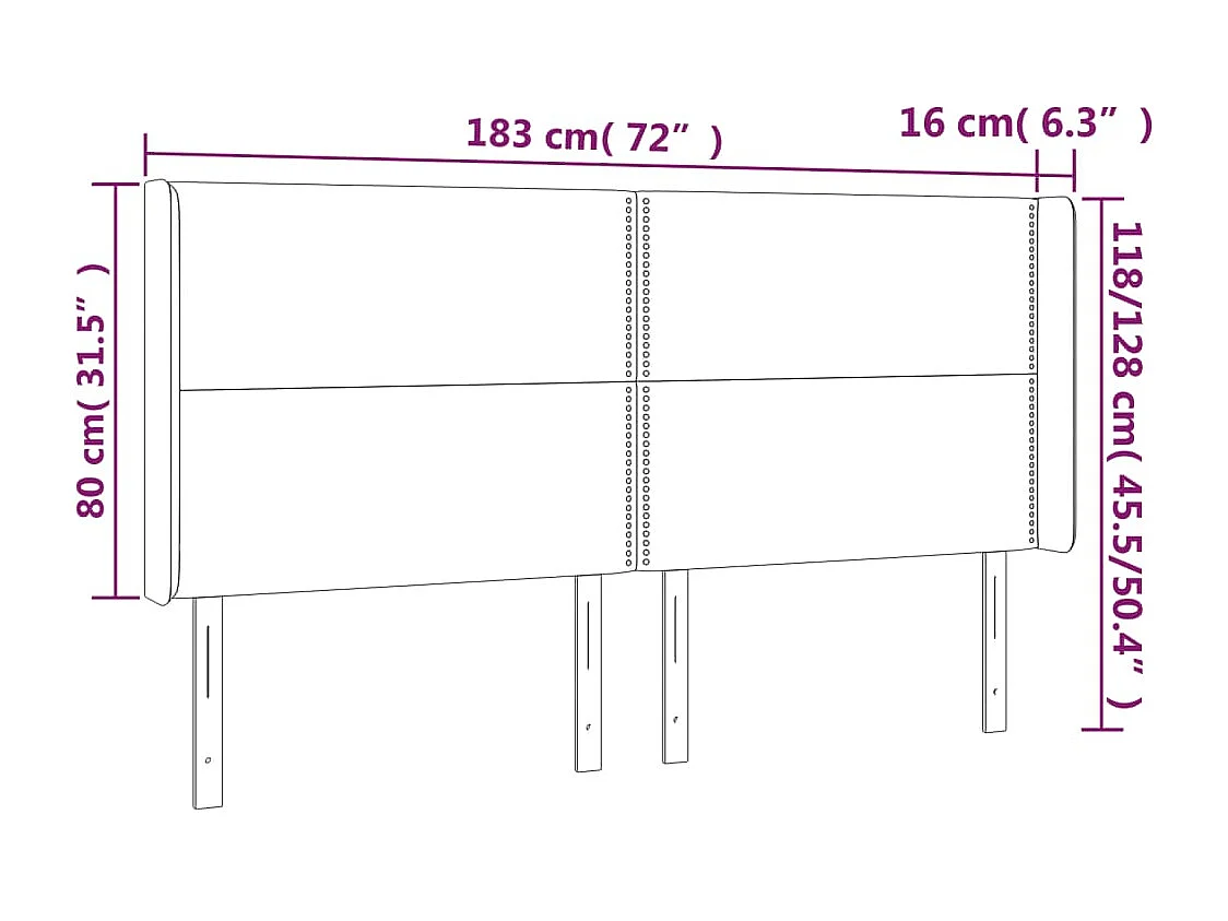 Tête de Lit | Panneau de tête pour lit Moderne à LED Vert foncé 183x16x118/128 cm Velours