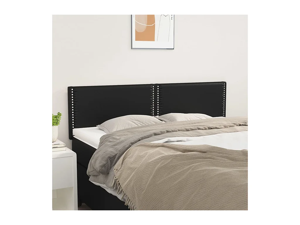 Têtes de lit | Panneaux de tête pour lit Moderne 2 pcs Noir 72x5x78/88 cm Similicuir