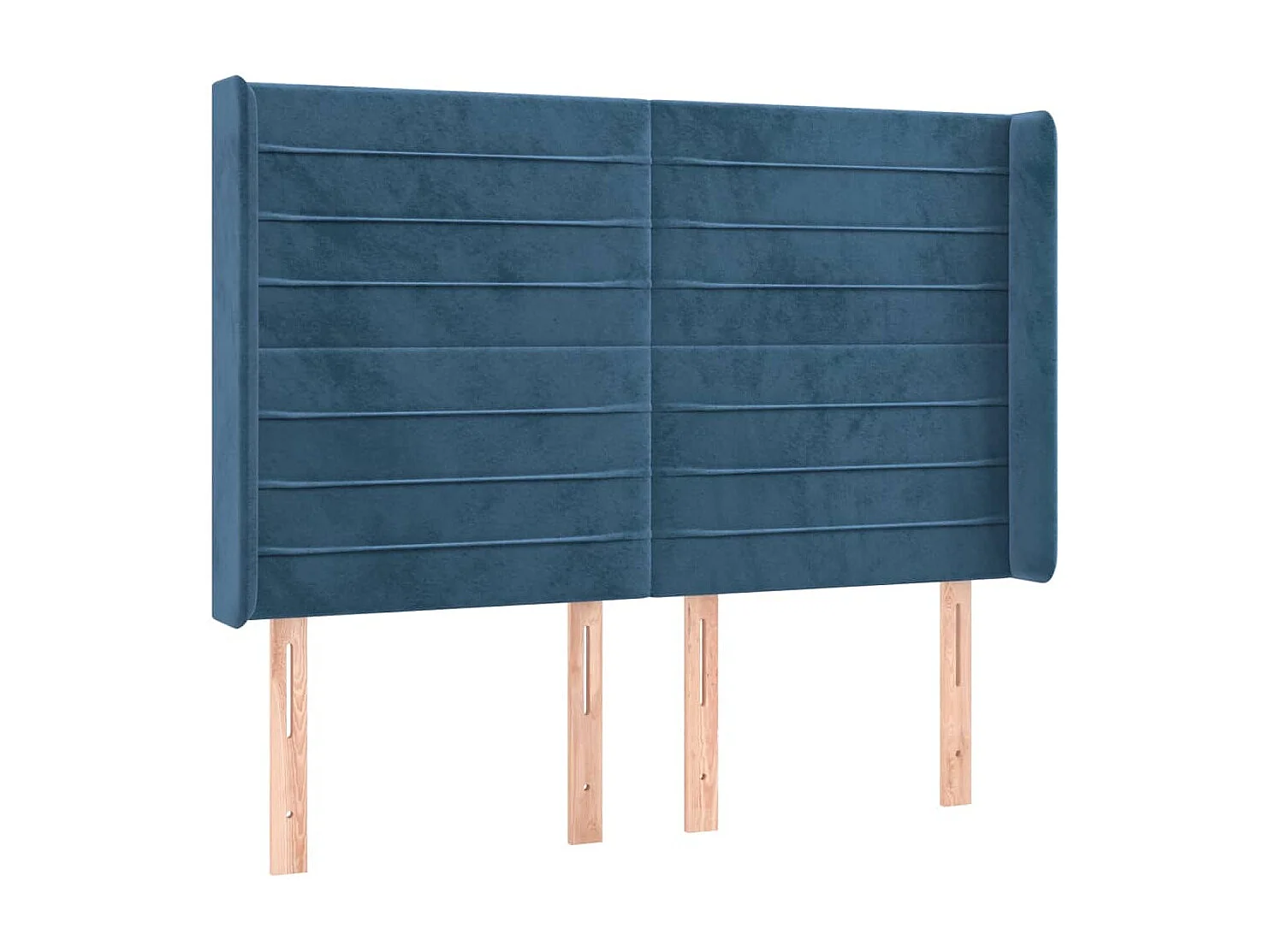 Tête de Lit | Panneau de tête pour lit Moderne à LED Bleu foncé 147x16x118/128 cm Velours