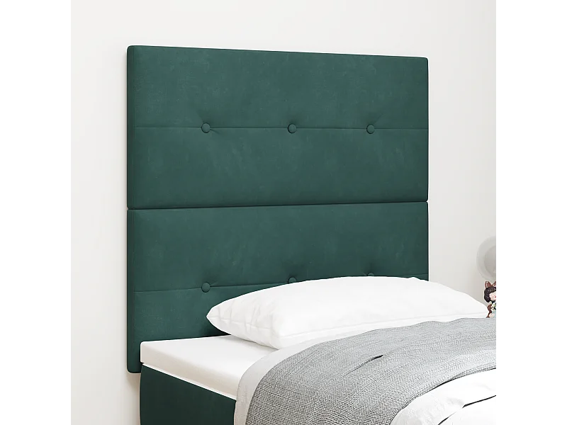 Cabecero | Cabezal de Cama | Mueble cabecero con luces de tiras LED Verde 100 cm Terciopelo