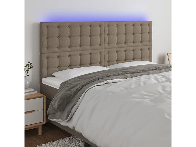 Tête de Lit | Panneau de tête pour lit Moderne à LED Taupe 180x5x118/128 cm Tissu