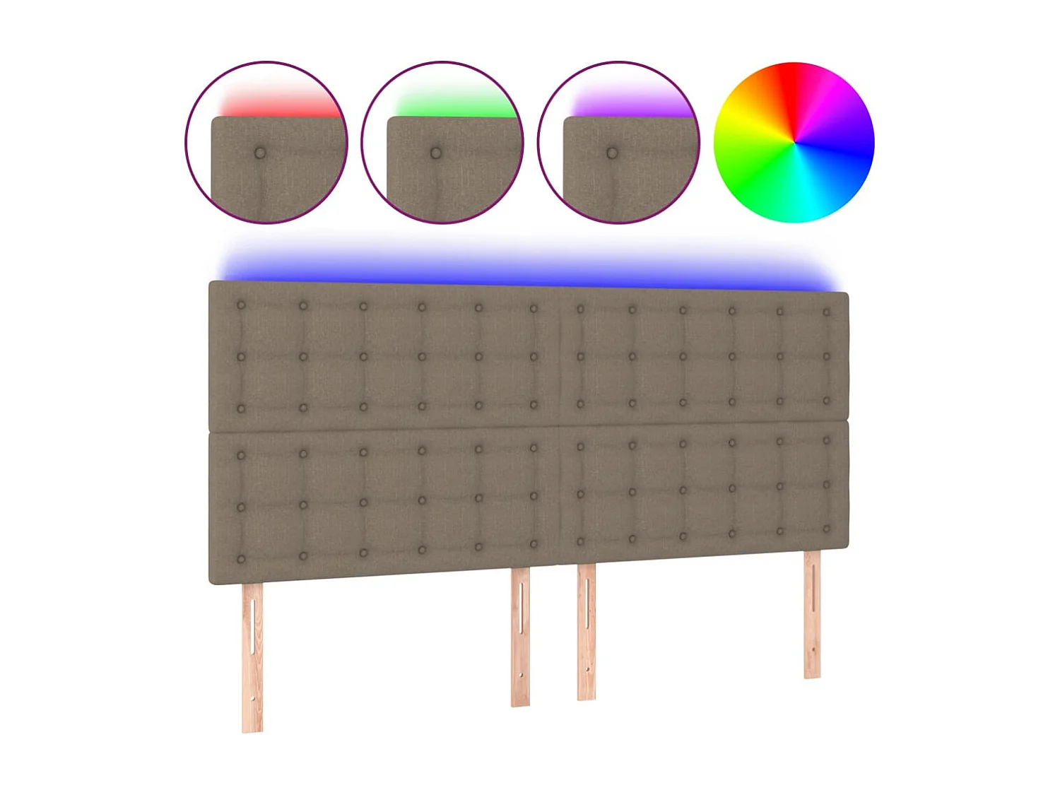 Tête de Lit | Panneau de tête pour lit Moderne à LED Taupe 180x5x118/128 cm Tissu