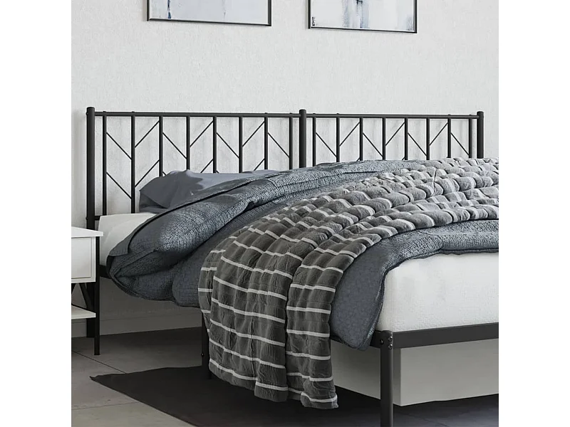 Tête de Lit | Panneau de tête pour lit Moderne métal noir 193 cm