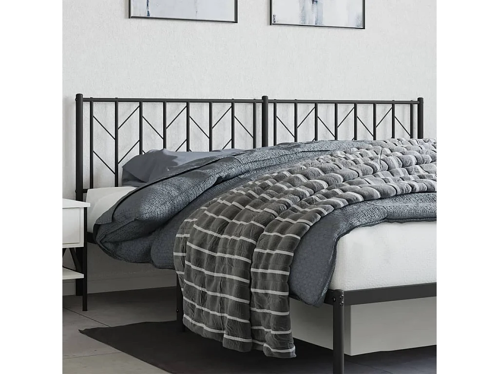 Tête de Lit | Panneau de tête pour lit Moderne métal noir 193 cm