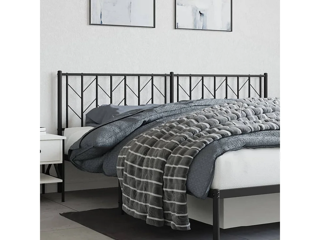 Tête de Lit | Panneau de tête pour lit Moderne métal noir 193 cm