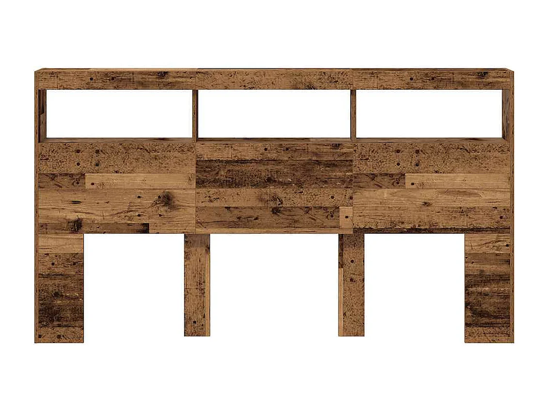 Tête de Lit avec rangement | Armoire de tête de lit avec LED vieux bois 180x17x102 cm