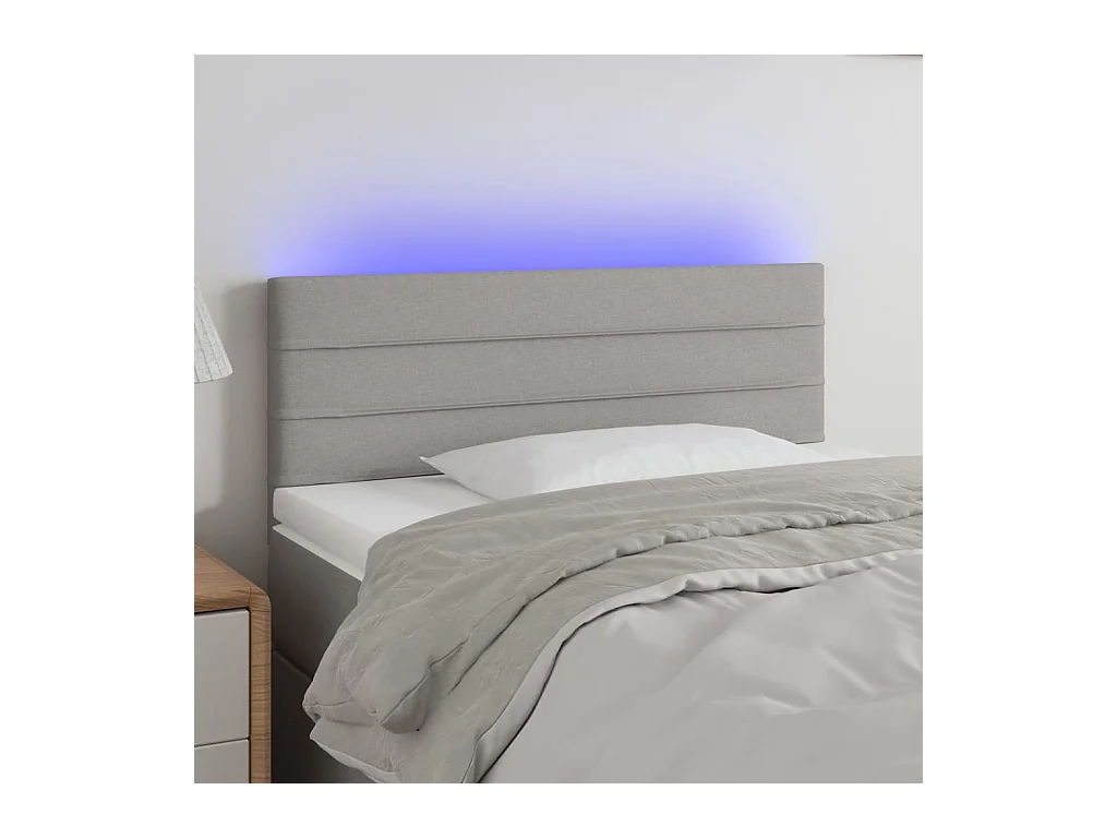 Mueble cabecero | Cabezal de cama | Cabecero con LED de tela gris claro 90x5x78/88 cm