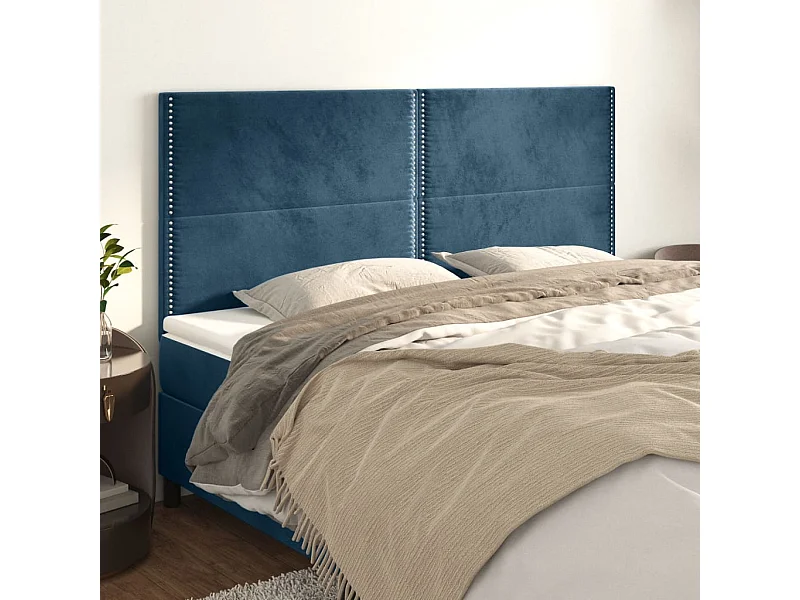 Têtes de lit | Panneaux de tête pour lit Moderne 4 pcs Bleu foncé 90x5x78/88 cm Velours