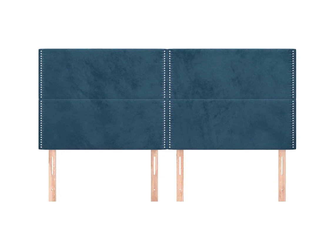 Cabeceros | Cabezal de cama | Mueble de cabecero 4 unidades de terciopelo azul oscuro 90x5x78/88 cm