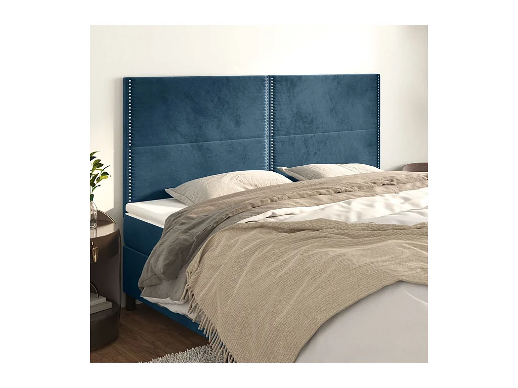Têtes de lit | Panneaux de tête pour lit Moderne 4 pcs Bleu foncé 90x5x78/88 cm Velours