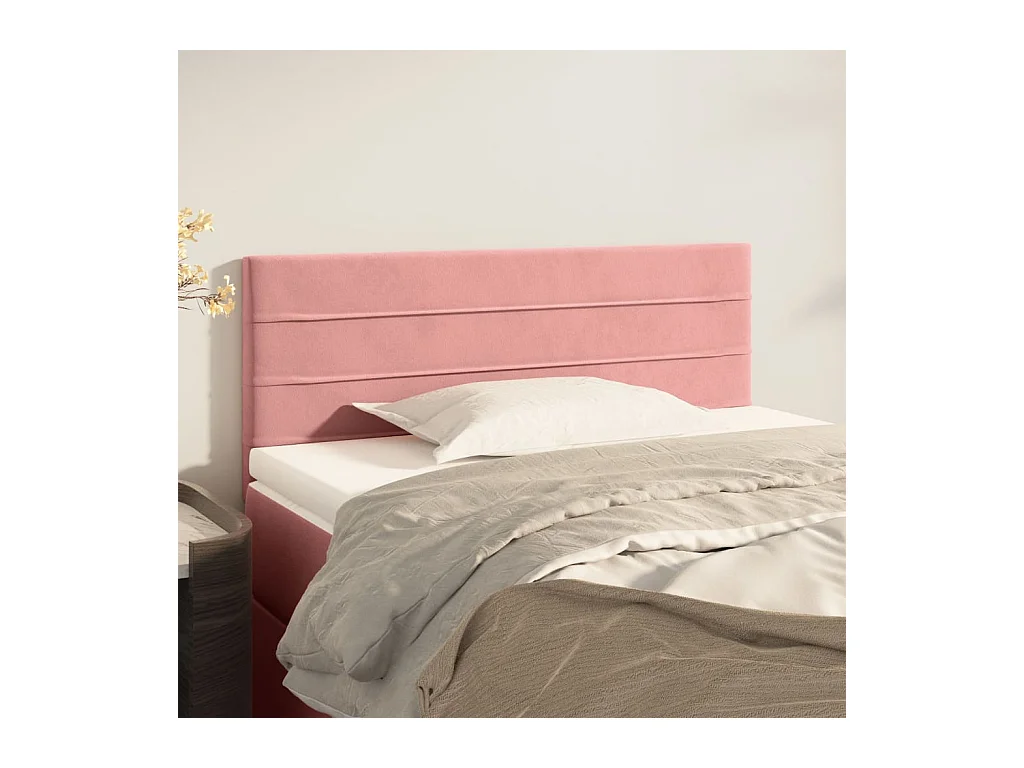 Mueble cabecero | Cabezal de cama | Cabecero de terciopelo rosa 80x5x78/88 cm