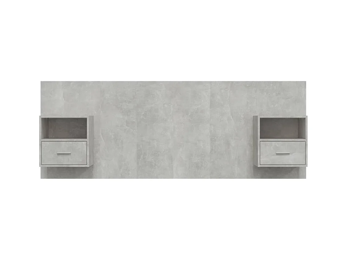 Cabecero de Cama | Cabezal de cama | Mueble de cabecero con mesitas madera contrachapada gris hormigón