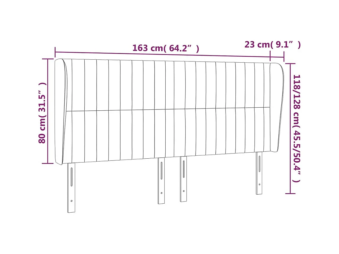 Tête de Lit | Panneau de tête pour lit Moderne avec oreilles Taupe 163x23x118/128 cm Tissu
