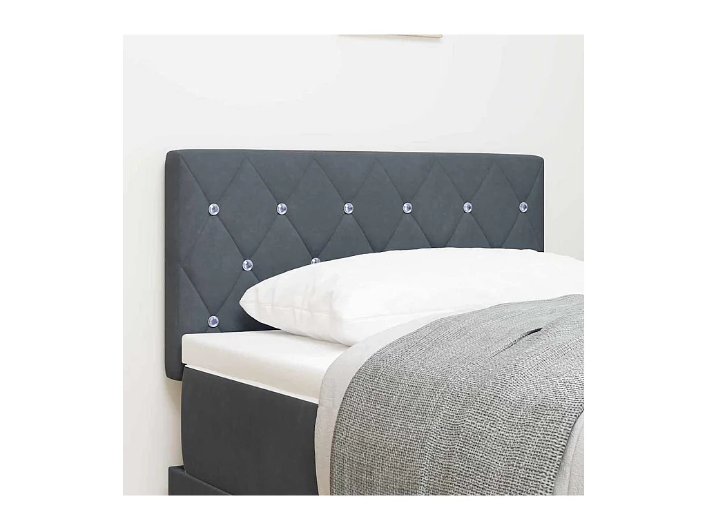 Mueble cabecero | Cabecero | Cabezal de cama LED Argyle con cabecera Gris oscuro 80 cm Terciopelo