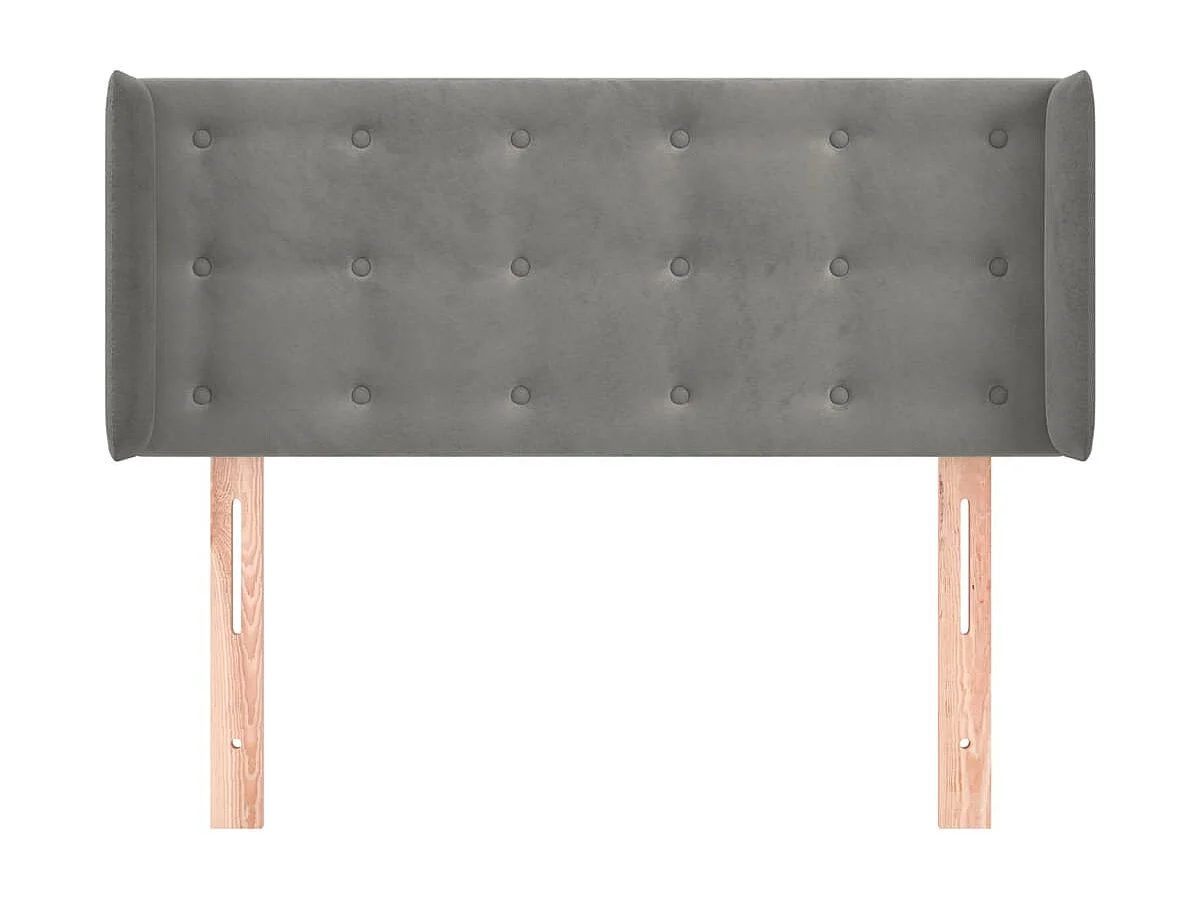 Mueble cabecero | Cabezal de cama | Cabecero de terciopelo gris claro 93x16x78/88 cm