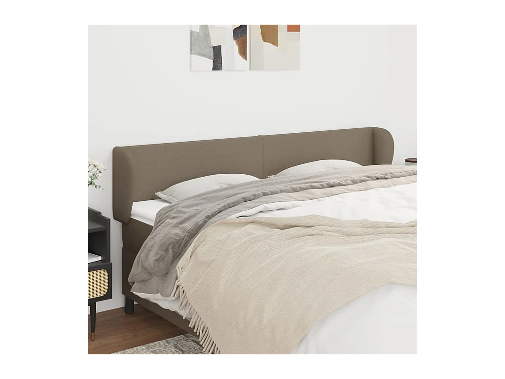 Mueble cabecero | Cabezal de cama | Cabecero de tela gris taupe 183x23x78/88 cm