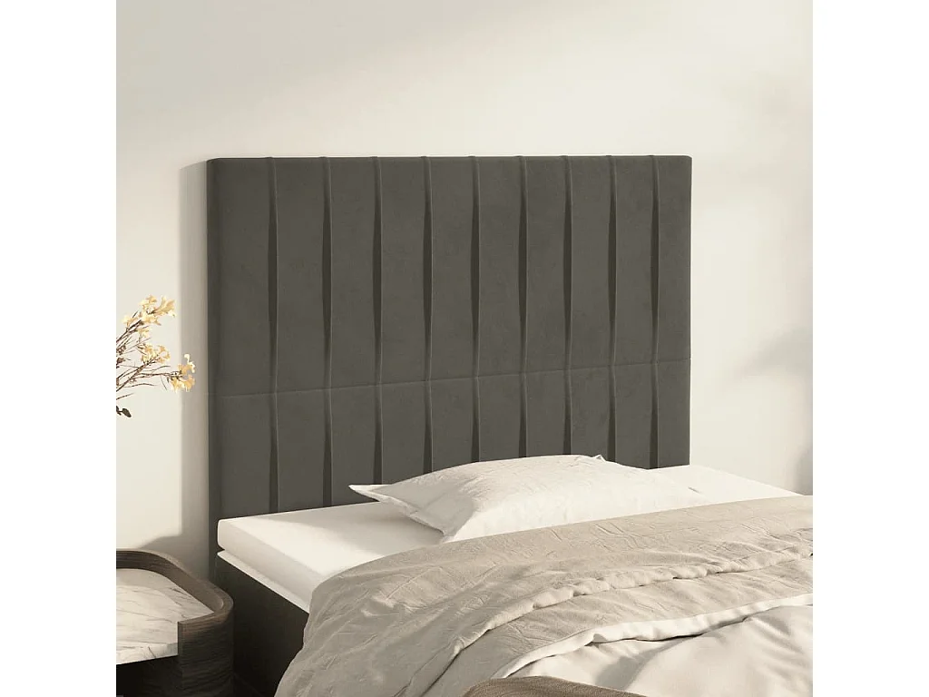 Têtes de lit | Panneaux de tête pour lit Moderne 2 pcs Gris foncé 80x5x78/88 cm Velours