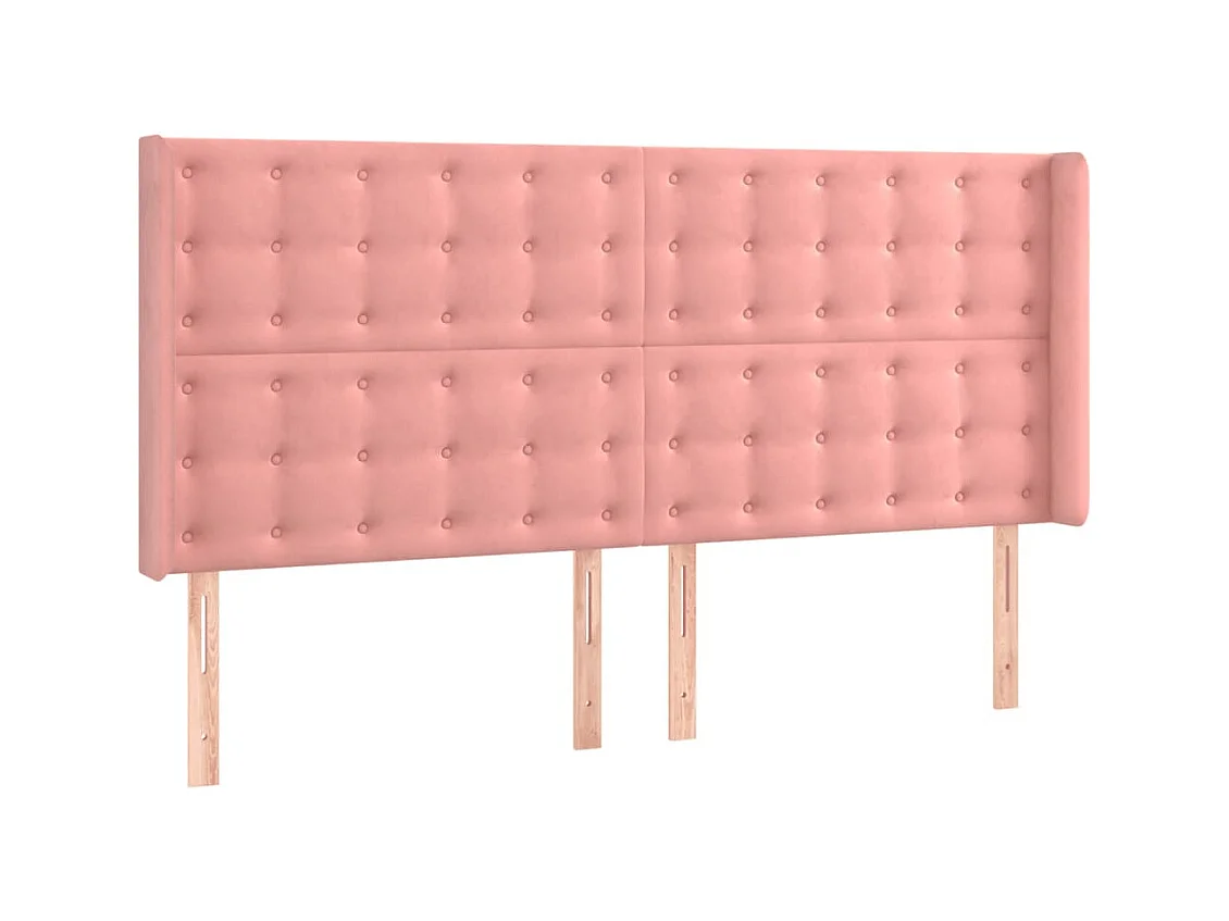 Cabecero | Cabezal de Cama | Mueble cabecero con LED de terciopelo rosa 163x16x118/128 cm