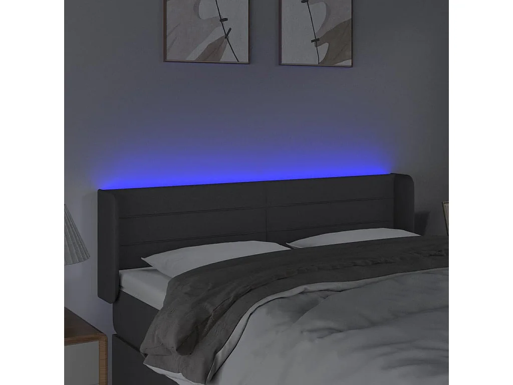 Hoofdbord | Hoofdeinde LED 147x16x78/88 cm stof donkergrijs