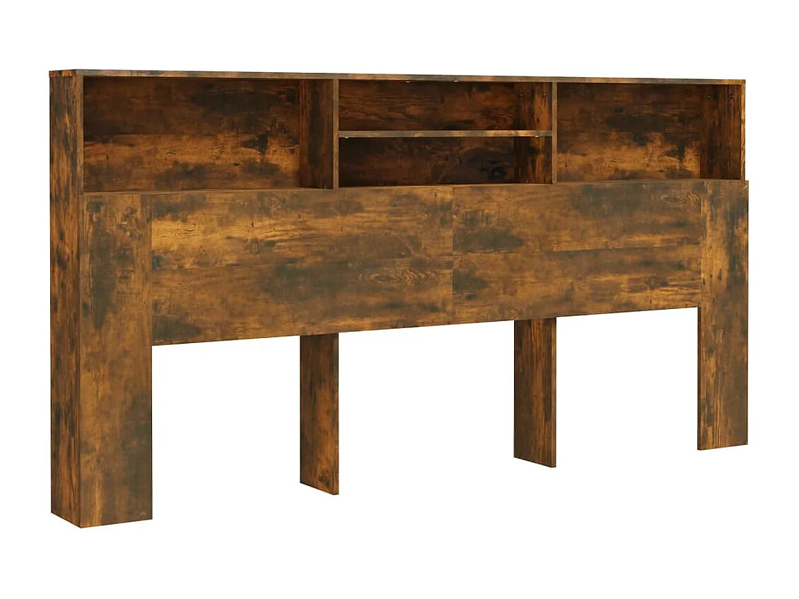 Tête de Lit avec rangement | Armoire de tête de lit Chêne fumé 200x19x103,5 cm