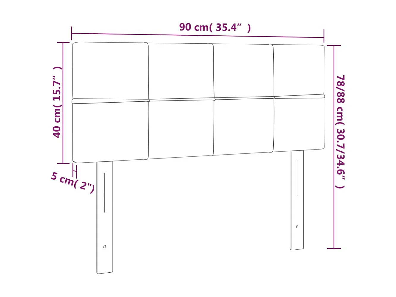 Mueble cabecero | Cabezal de cama | Cabecero de tela gris oscuro 90x5x78/88 cm