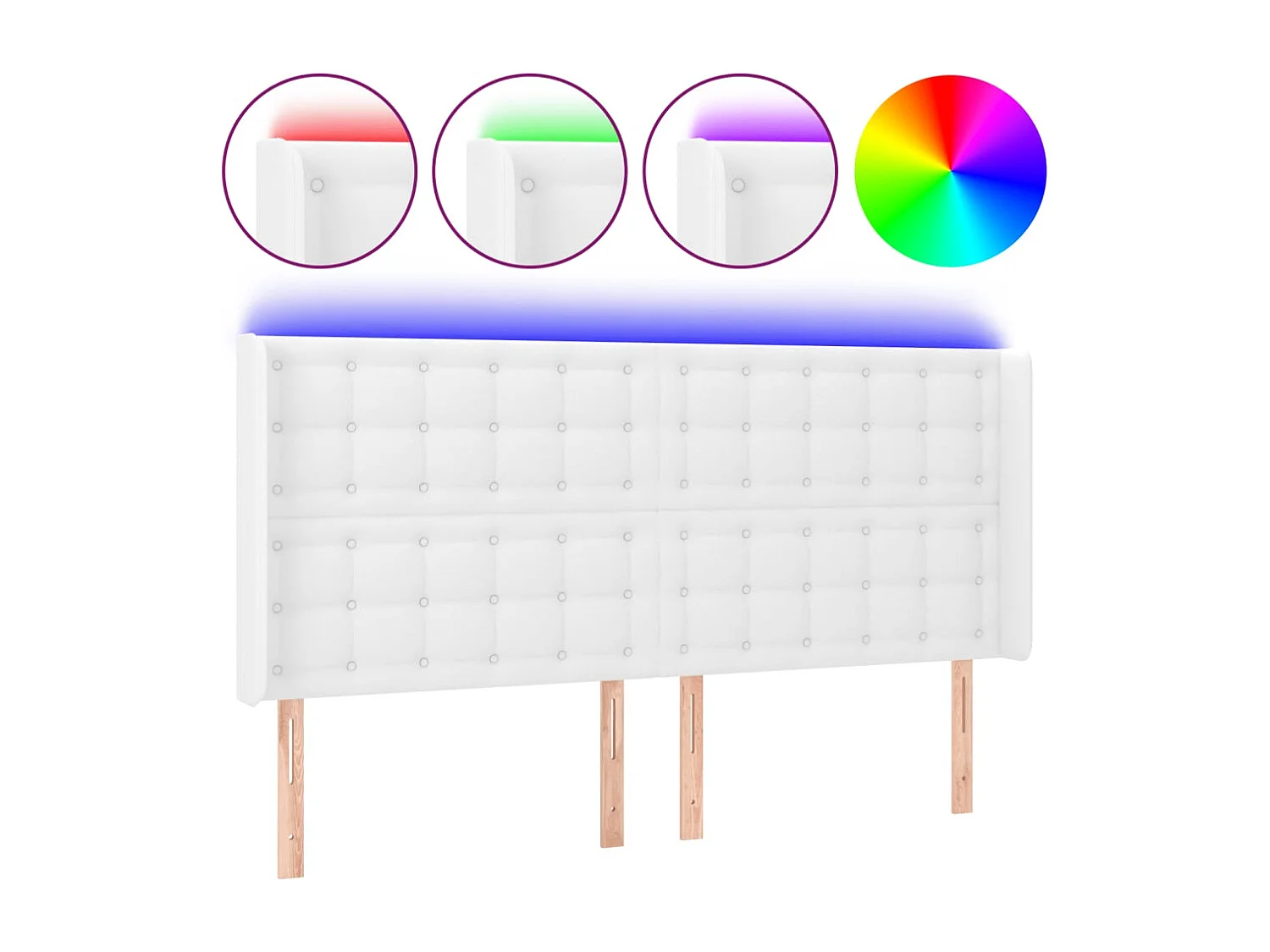 Tête de Lit | Panneau de tête pour lit Moderne à LED Blanc 147x16x118/128 cm Similicuir