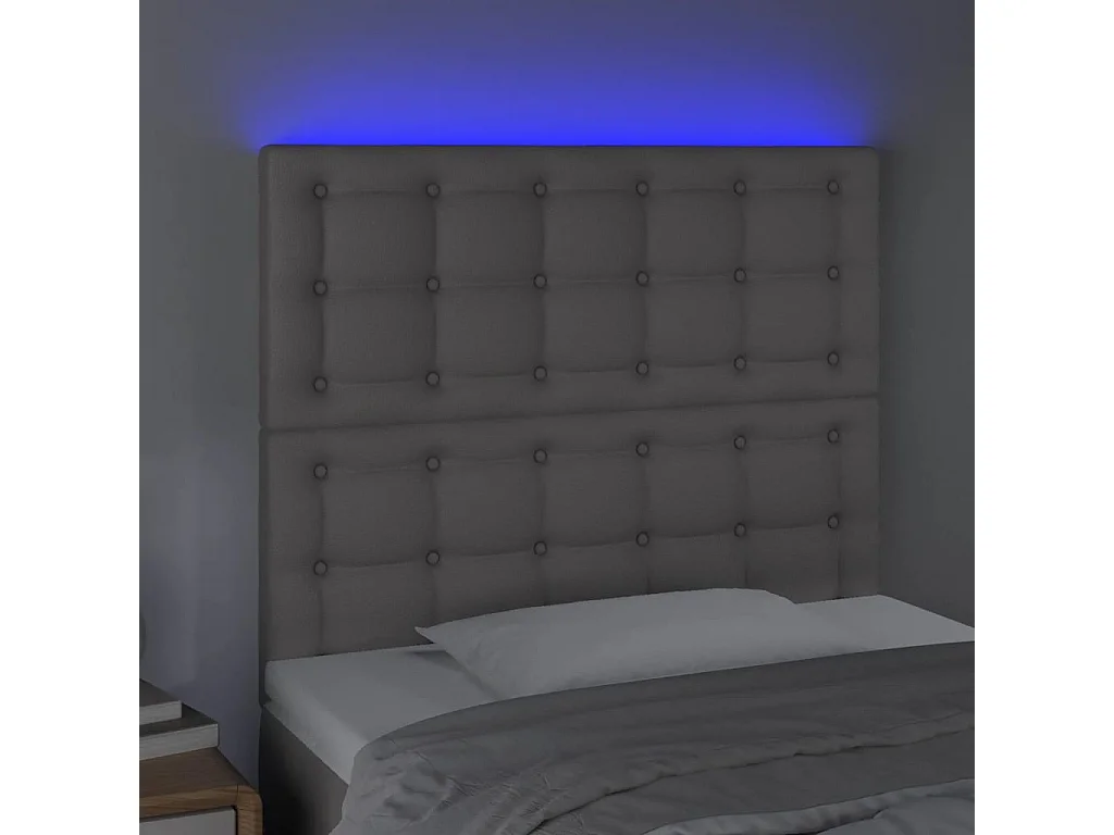 Tête de Lit | Panneau de tête pour lit Moderne à LED Gris 90x5x118/128 cm Similicuir