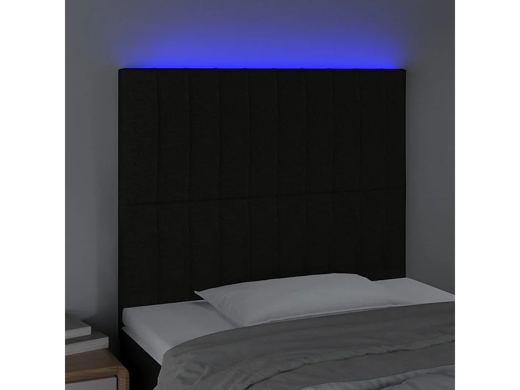 Hoofdbord | Hoofdeinde LED 90x5x118/128 cm stof zwart