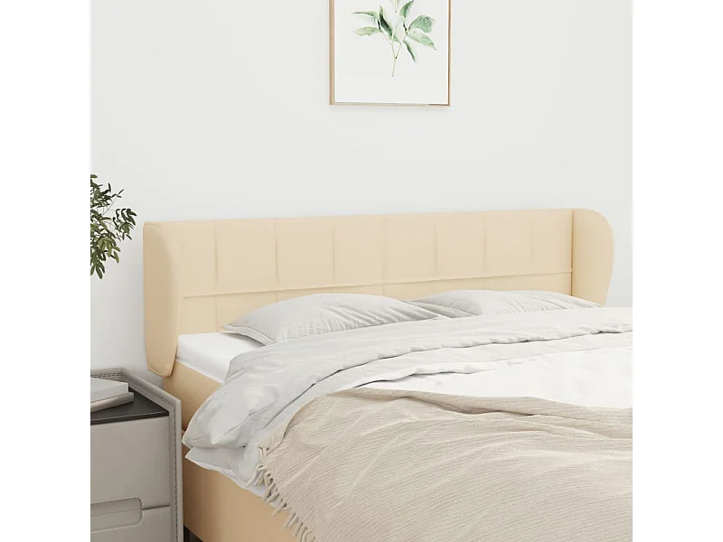Mueble cabecero | Cabezal de cama | Cabecero de tela color crema 147x23x78/88 cm