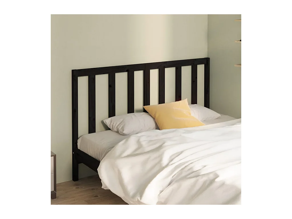 Cabecero de Cama | Cabezal de cama | Mueble de cabecero madera maciza de pino negro 126x4x100 cm