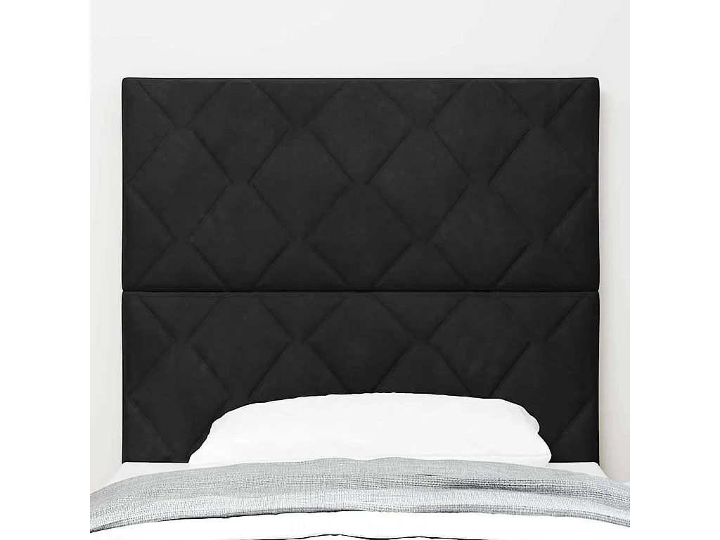 Mueble cabecero | Cabecero | Cabezal de cama Montaje en la pared Geométrico Negro 100 cm Terciopelo