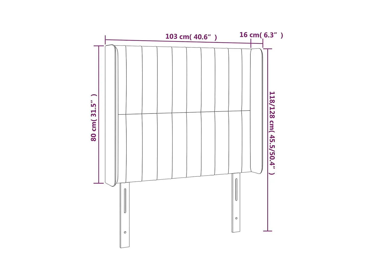 Cabecero | Cabezal de Cama | Mueble cabecero con LED de terciopelo negro 103x16x118/128 cm