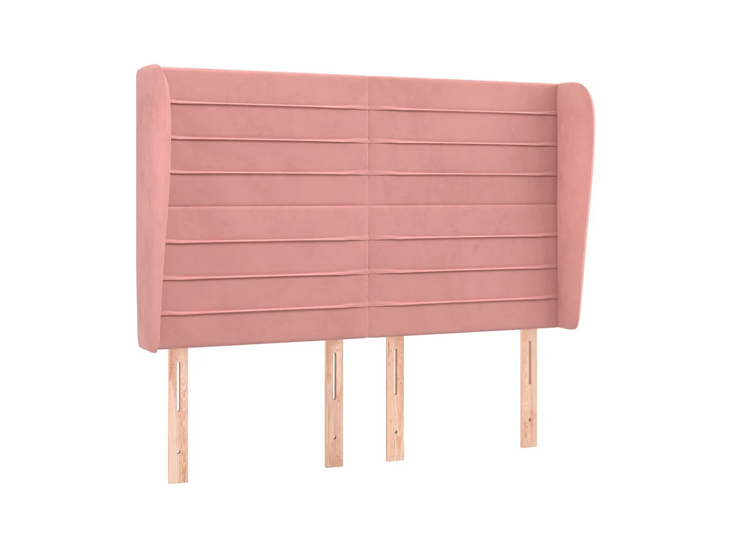 Cabecero | Cabezal de Cama | Mueble cabecero con orejas de terciopelo rosa 147x23x118/128 cm