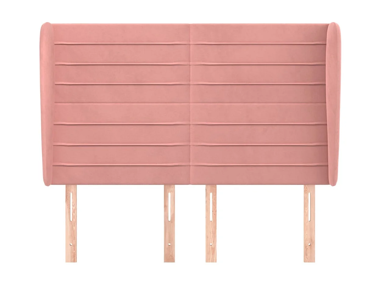 Tête de Lit | Panneau de tête pour lit Moderne avec oreilles Rose 147x23x118/128 cm Velours