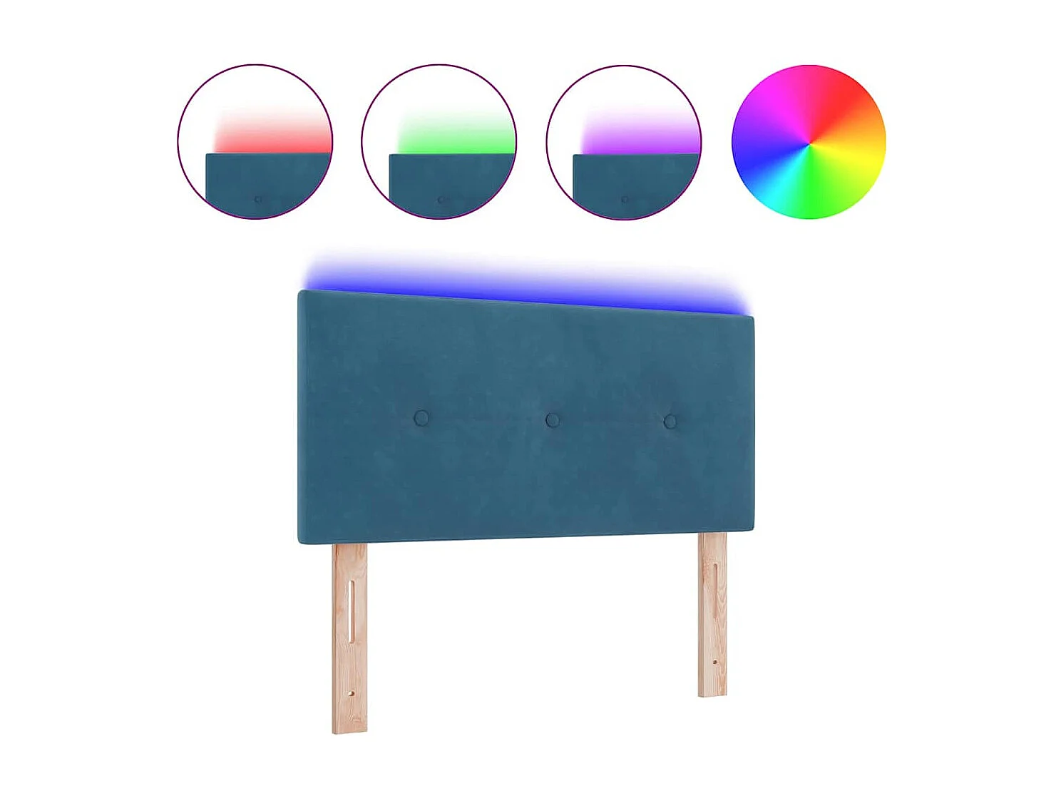 Tête de Lit | Panneau de tête pour lit Moderne avec des lumières à LED Réglable Bleu 80 cm Velours