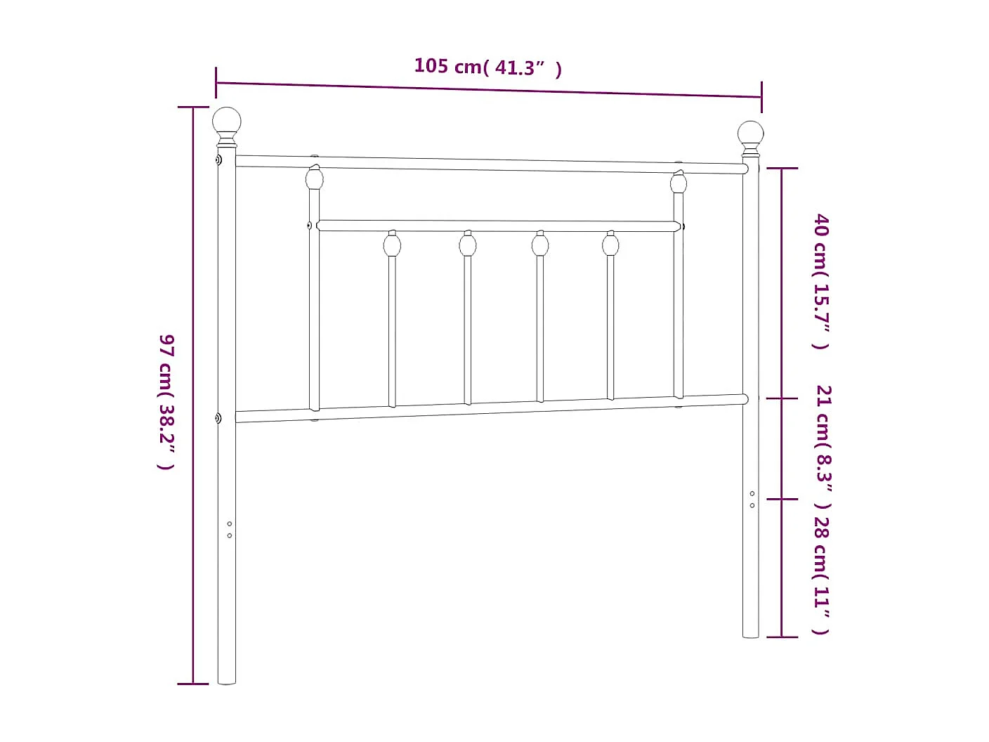 Tête de Lit | Panneau de tête pour lit Moderne métal blanc 100 cm