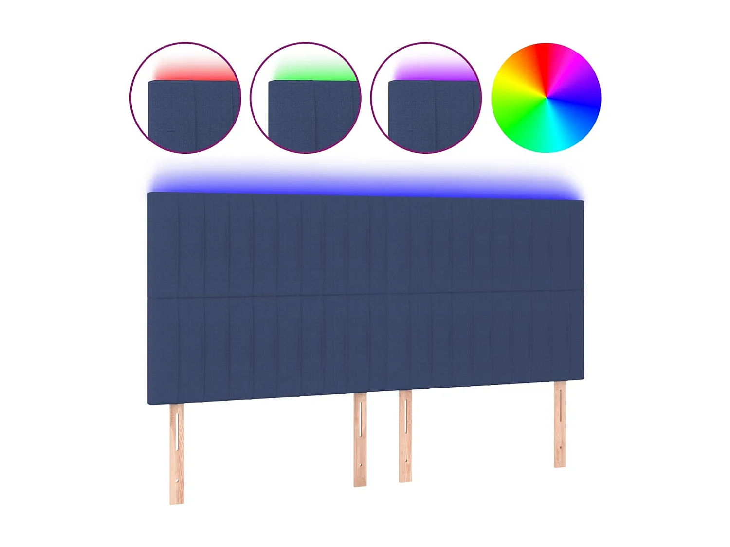 Hoofdbord | Hoofdeinde LED 180x5x118/128 cm stof blauw