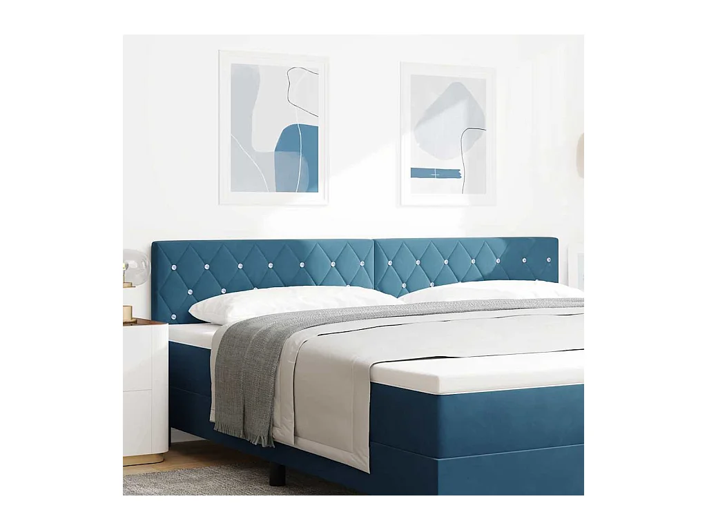 Mueble cabecero | Cabecero | Cabezal de cama LED Argyle con cabecera Azul oscuro 100 cm Terciopelo