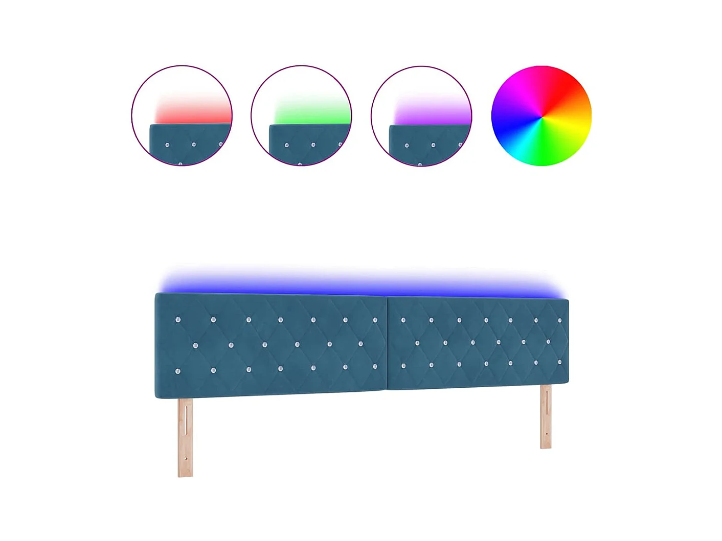 Mueble cabecero | Cabecero | Cabezal de cama LED Argyle con cabecera Azul oscuro 100 cm Terciopelo