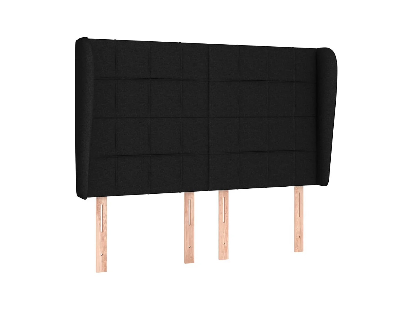 Tête de Lit | Panneau de tête pour lit Moderne avec oreilles Noir 147x23x118/128 cm Tissu