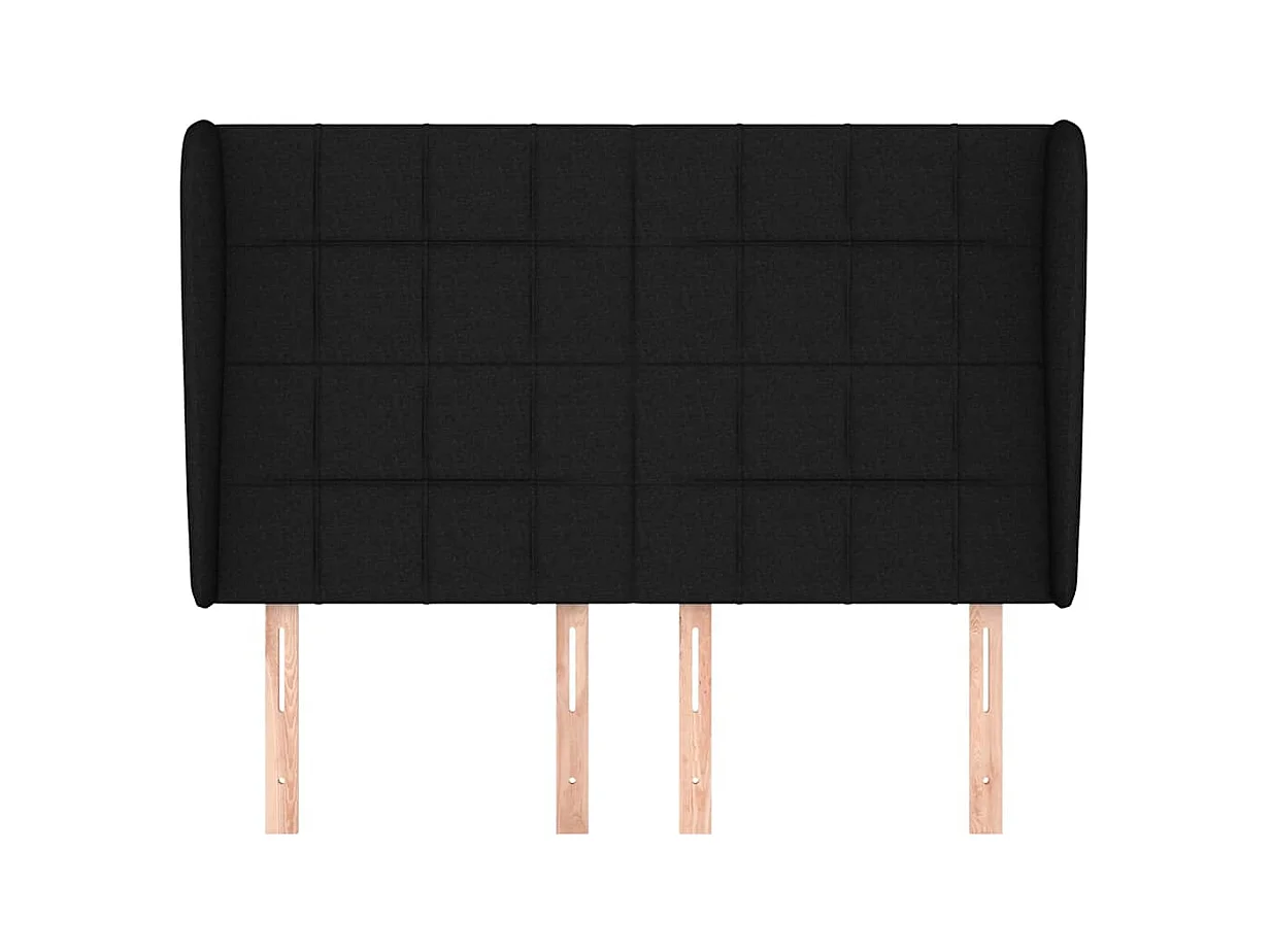 Tête de Lit | Panneau de tête pour lit Moderne avec oreilles Noir 147x23x118/128 cm Tissu