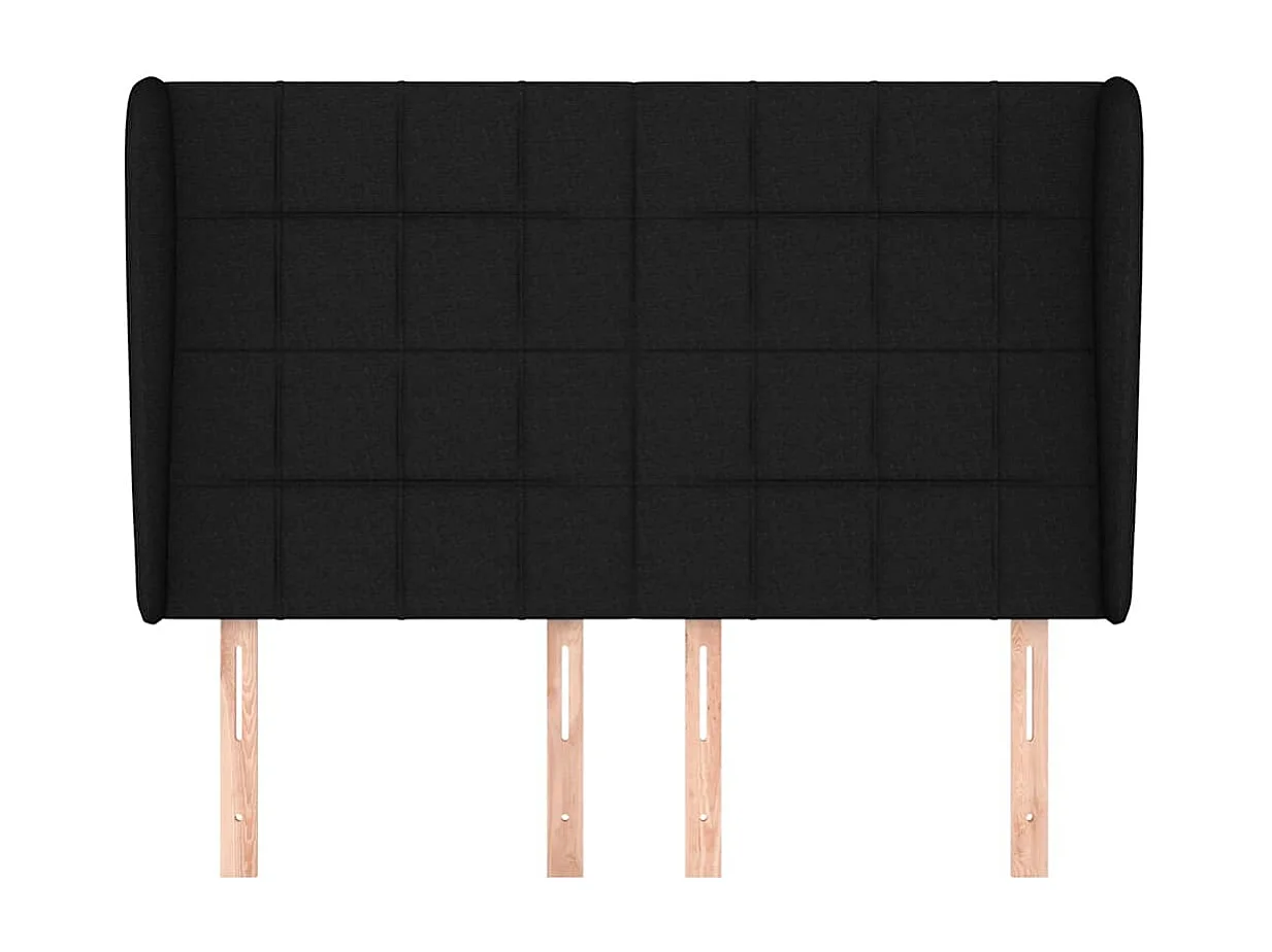 Tête de Lit | Panneau de tête pour lit Moderne avec oreilles Noir 147x23x118/128 cm Tissu
