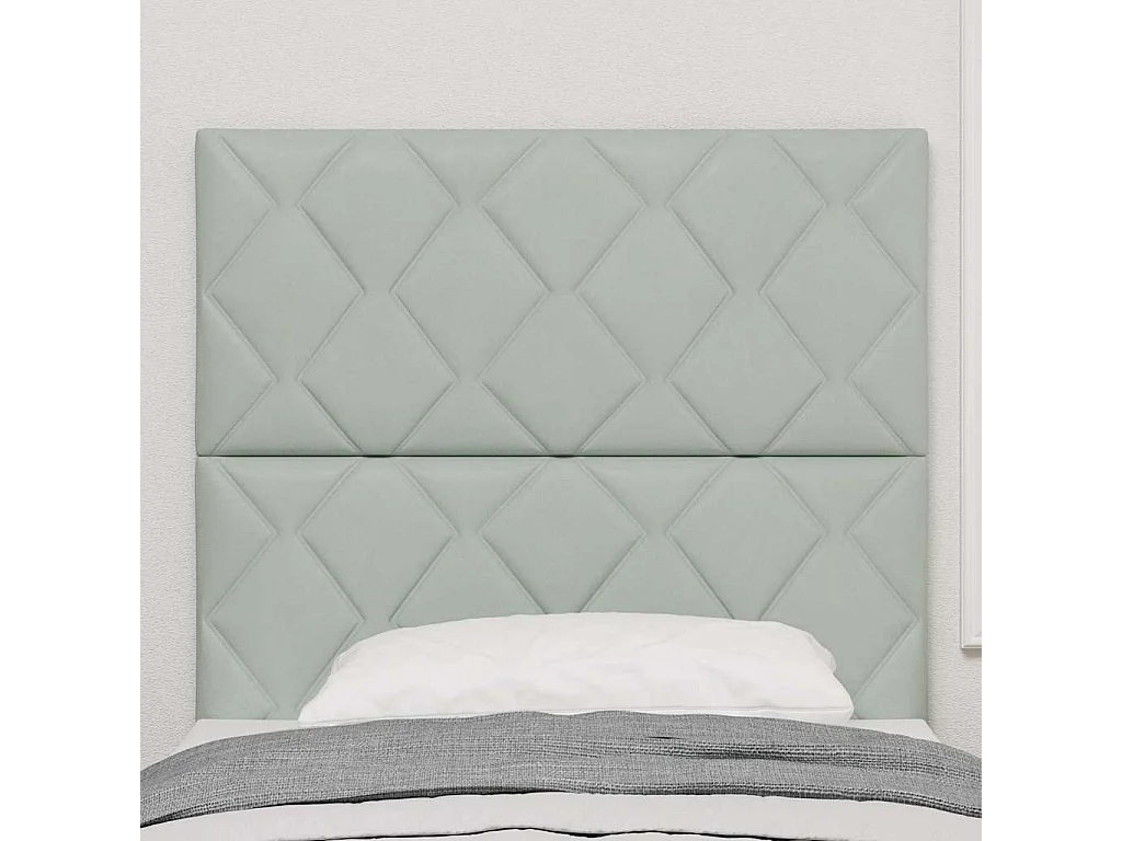 Tête de Lit | Panneau de tête pour lit Moderne LED Geometric Manuel Gris clair 90 cm Velours