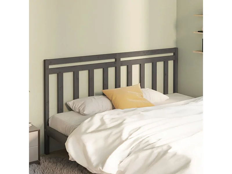 Cabecero de Cama | Cabezal de cama | Mueble de cabecero madera maciza de pino gris 206x4x100 cm